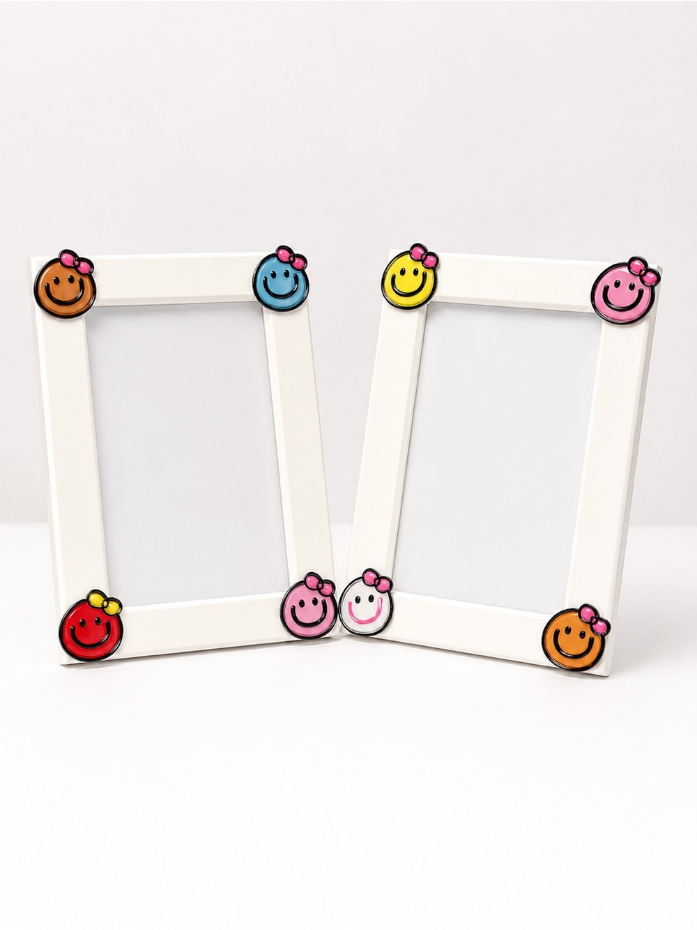 Kids Smiley Face Picture Frames Set of 2 Colorful Decor